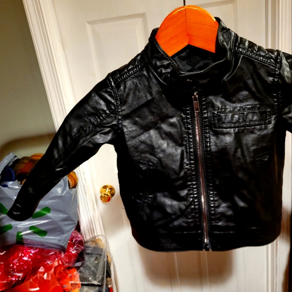Toddler faux leather motorcycle style jacket, H&M 12-18mos